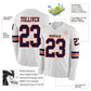 Custom White Navy-Orange Long Sleeve Authentic Football Jersey Limited