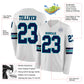 Custom White Navy-Teal Long Sleeve Authentic Football Jersey Limited