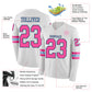 Custom White Pink Black-Light Blue Long Sleeve Authentic Football Jersey Limited