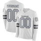 Custom White Gray-Steel Gray Long Sleeve Authentic Football Jersey