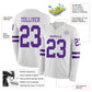 Custom White Purple Long Sleeve Authentic Football Jersey Limited