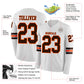 Custom White Brown-Orange Long Sleeve Authentic Football Jersey Limited