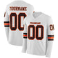 Custom White Brown-Orange Long Sleeve Authentic Football Jersey