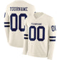 Custom Cream Navy Long Sleeve Authentic Football Jersey