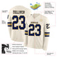 Custom Cream Navy-Old Gold Long Sleeve Authentic Football Jersey Limited