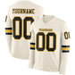 Custom Cream Black-Gold Long Sleeve Authentic Football Jersey
