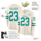 Custom Cream Teal Long Sleeve Authentic Football Jersey Limited