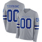 Custom Gray Royal-White Long Sleeve Authentic Football Jersey