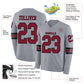 Custom Gray Crimson-Black Long Sleeve Authentic Football Jersey Limited