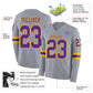 Custom Gray Purple-Gold Long Sleeve Authentic Football Jersey Limited