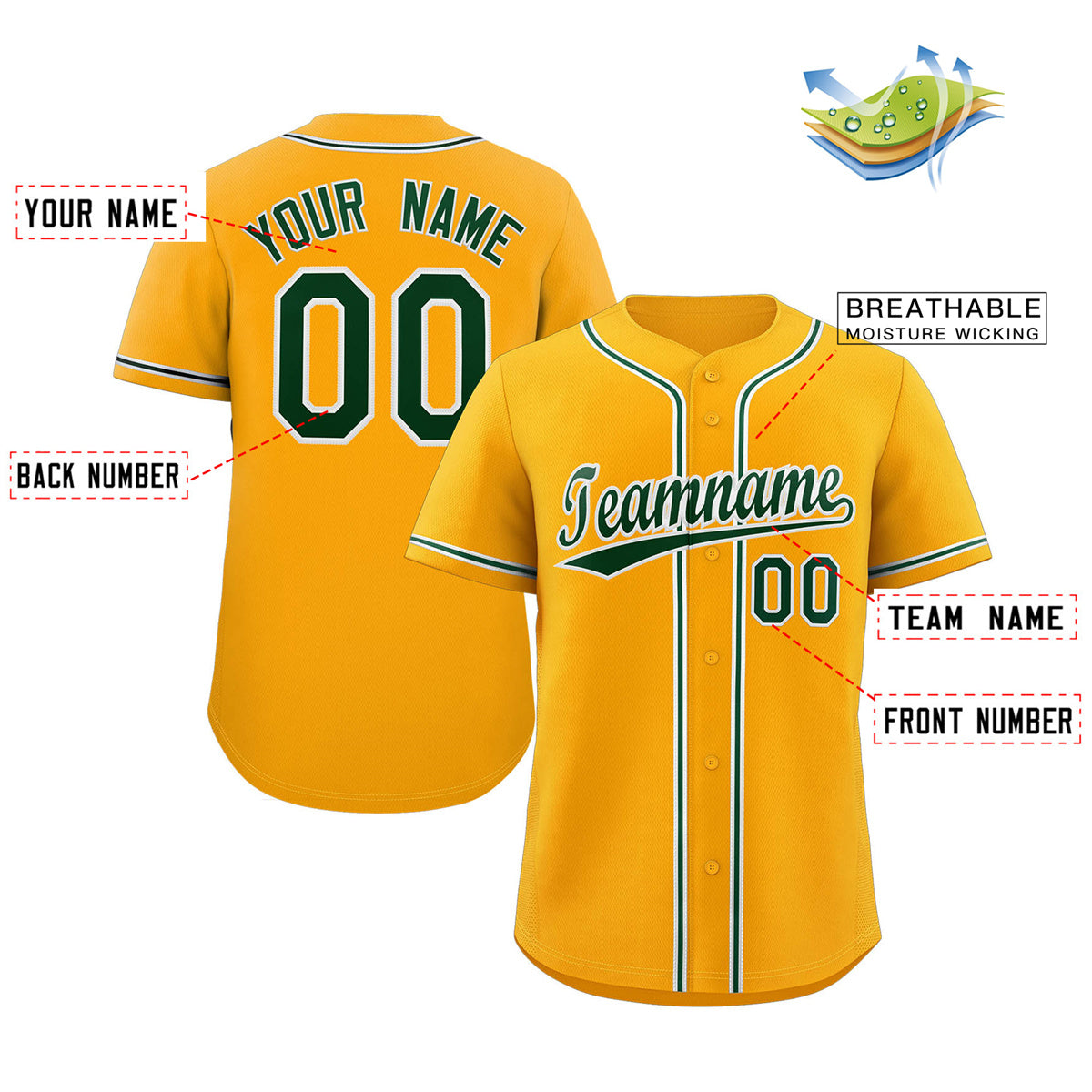 Custom Yellow Green-White Classic Style Authentic Baseball Jersey Limited