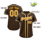 Custom Brown Yellow-Gray Classic Style Authentic Baseball Jersey Limited