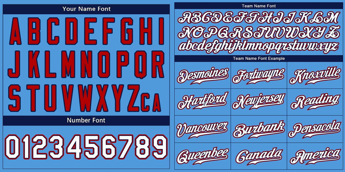 Custom Powder Blue White-Red Classic Style Authentic Baseball Jersey Limited