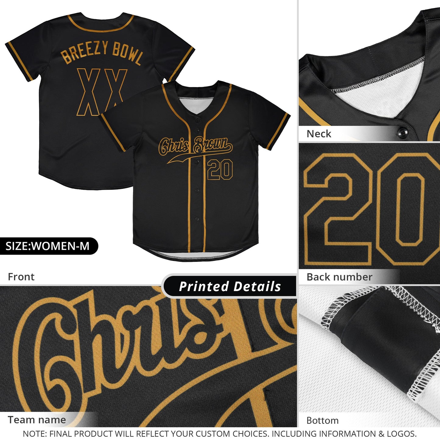 Custom Black Old Gold Classic Style Authentic Baseball Jersey Limited