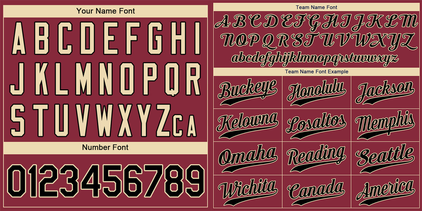 Custom Crimson Black-Cream Classic Style Authentic Baseball Jersey Limited