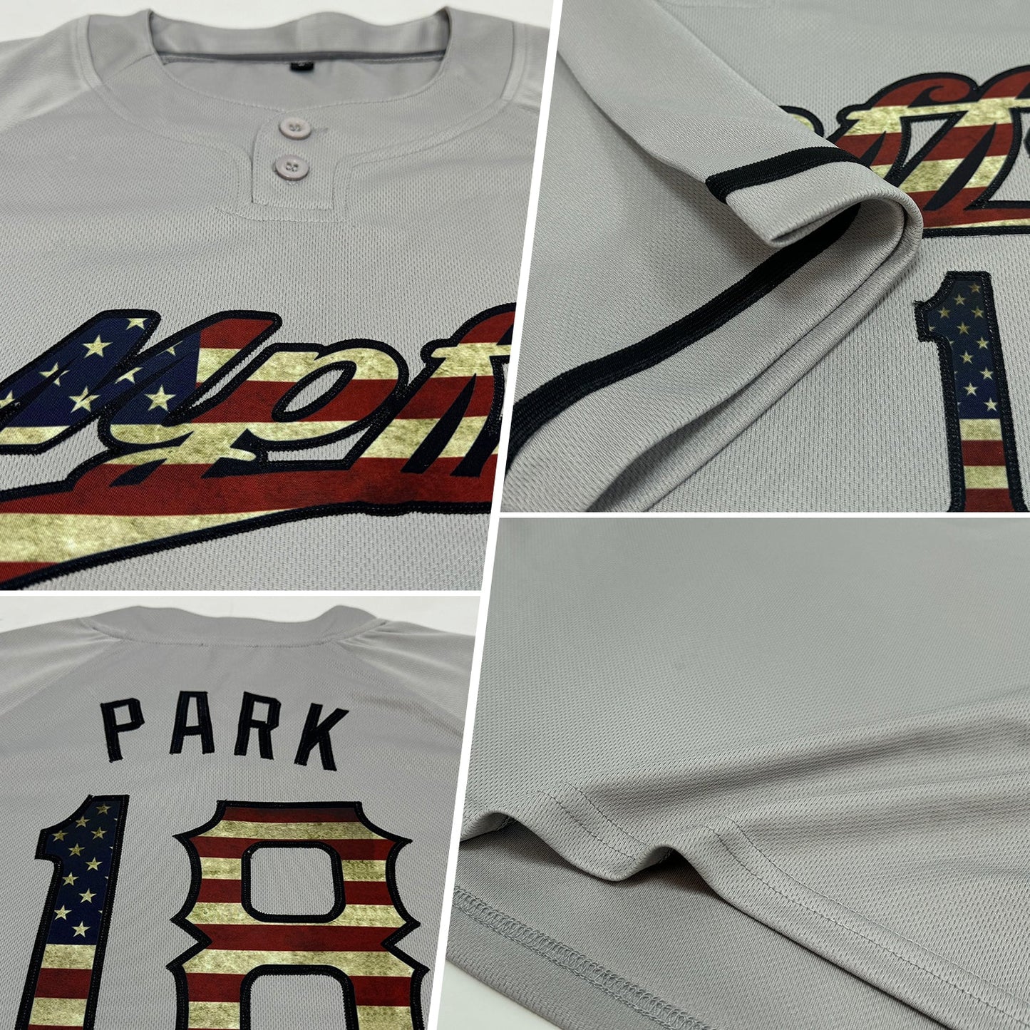 Custom Gray Vintage USA Flag-Black Two-Button Unisex Softball Jersey Limited