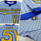 Custom Light Blue Royal Pinstripe Old Gold Two-Button Unisex Softball Jersey Limited