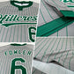 Custom Gray Kelly Green Pinstripe White Two-Button Unisex Softball Jersey Limited