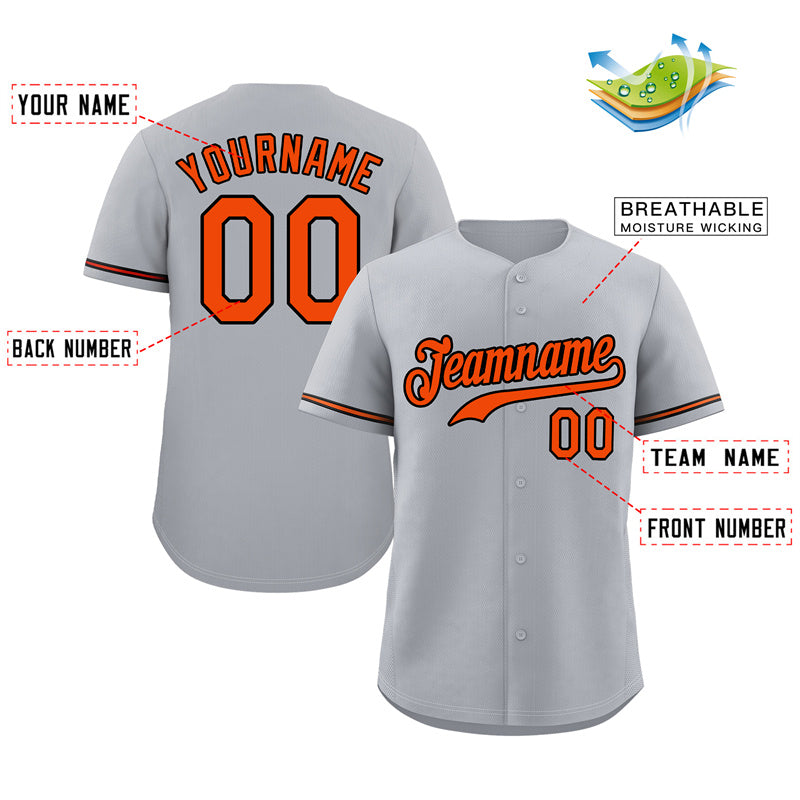 Custom Gray Orange-Black Hook Classic Style Authentic Baseball Jersey Limited