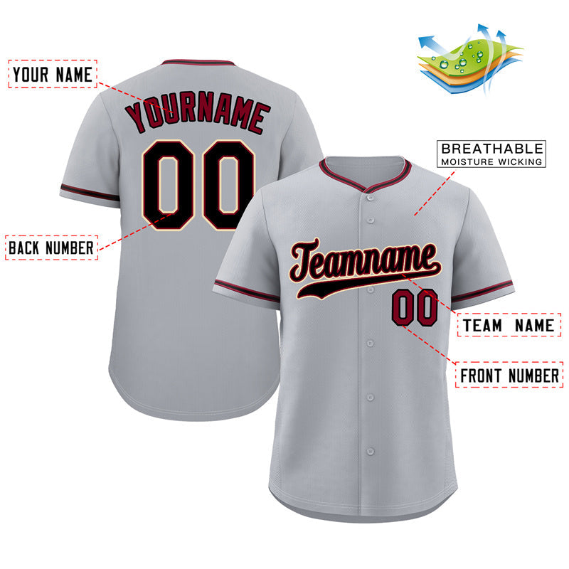 Custom Gray Black-Cream Classic Style Authentic Baseball Jersey Limited