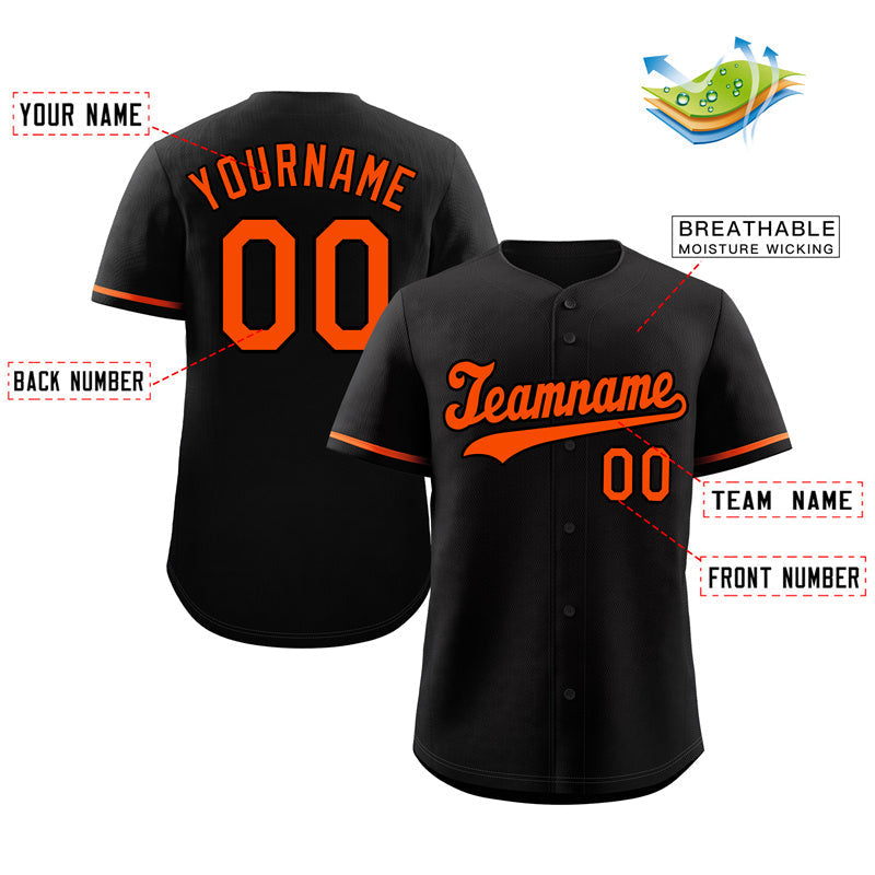 Custom Black Orange Hook Classic Style Authentic Baseball Jersey Limited