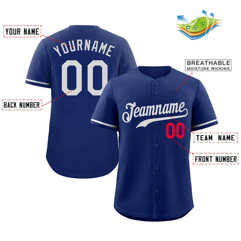 Custom Royal White-Red Classic Style Authentic Baseball Jersey Limited