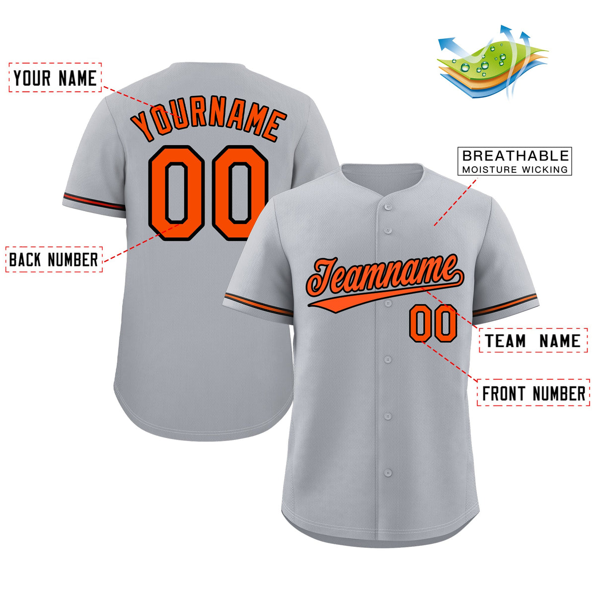 Custom Gray Orange-Black Classic Style Authentic Baseball Jersey Limited