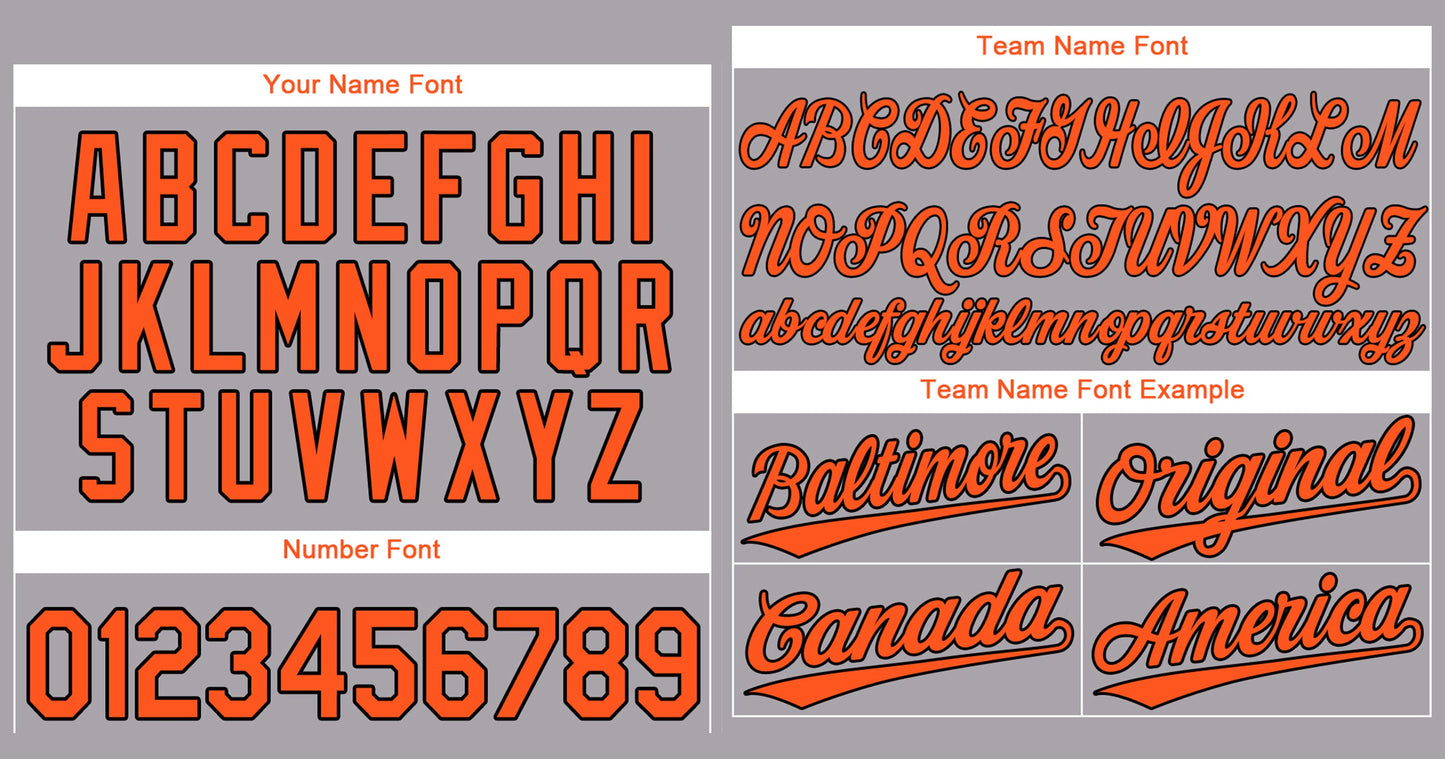 Custom Gray Orange-Black Classic Style Authentic Baseball Jersey Limited