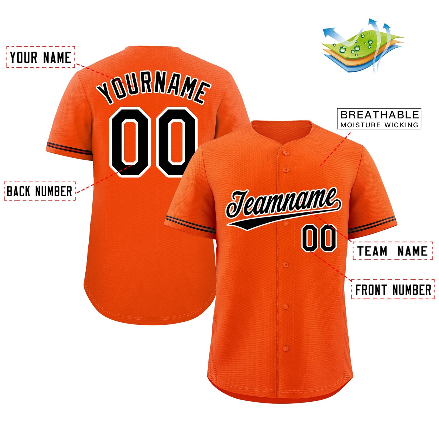 Custom Orange Black-White Classic Style Authentic Baseball Jersey Limited