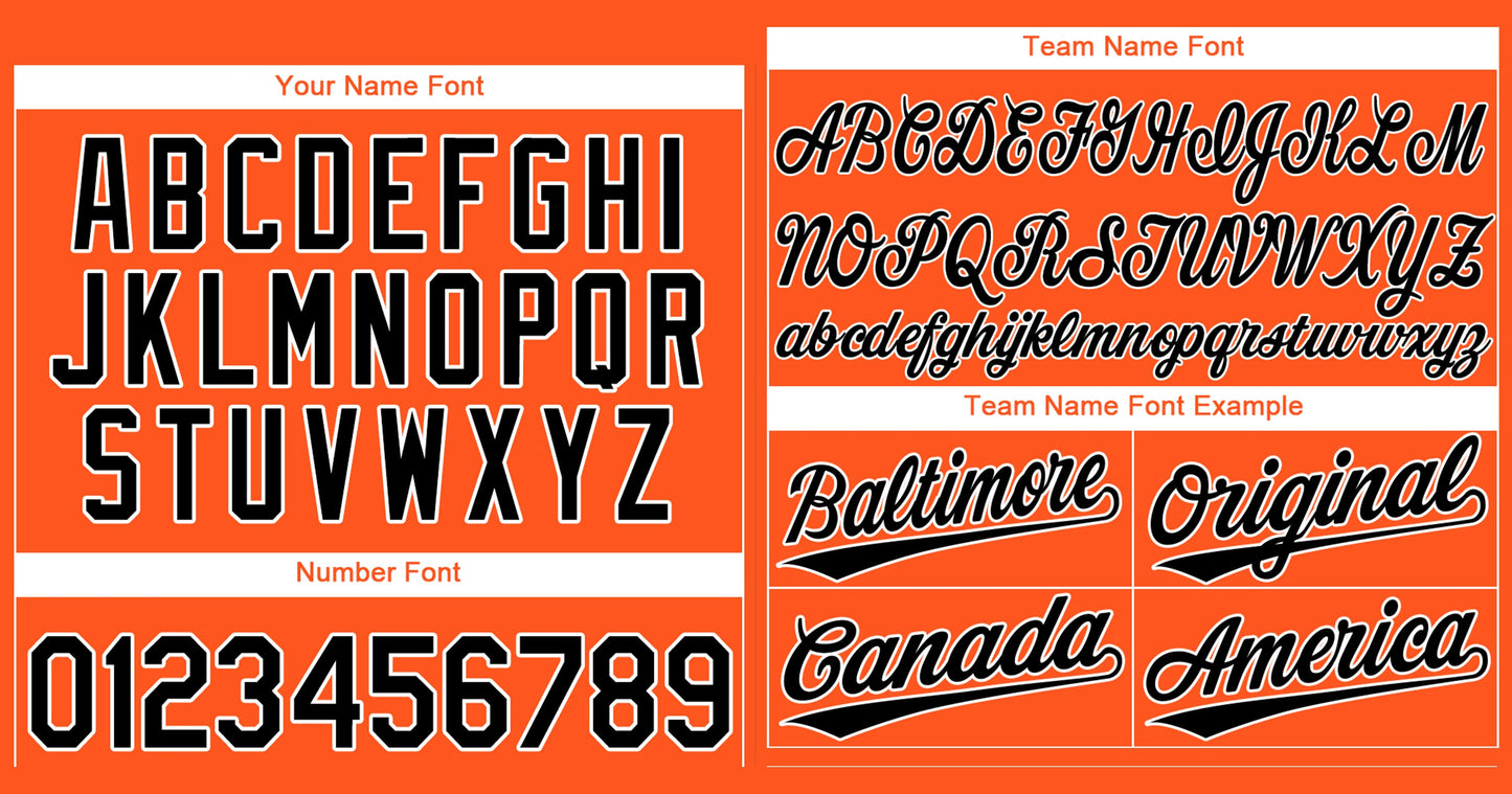 Custom Orange Black-White Classic Style Authentic Baseball Jersey Limited