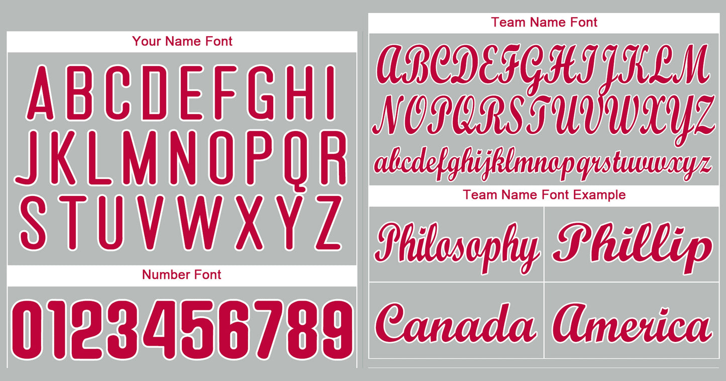 Custom Gray Red-White Classic Style Authentic Baseball Jersey Limited