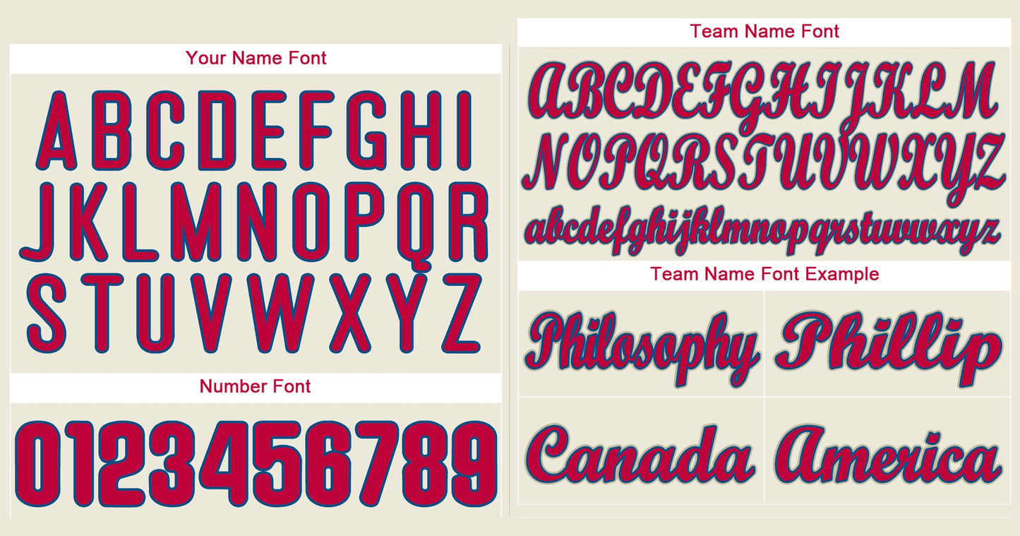 Custom Cream Red-Royal Classic Style Authentic Baseball Jersey Limited