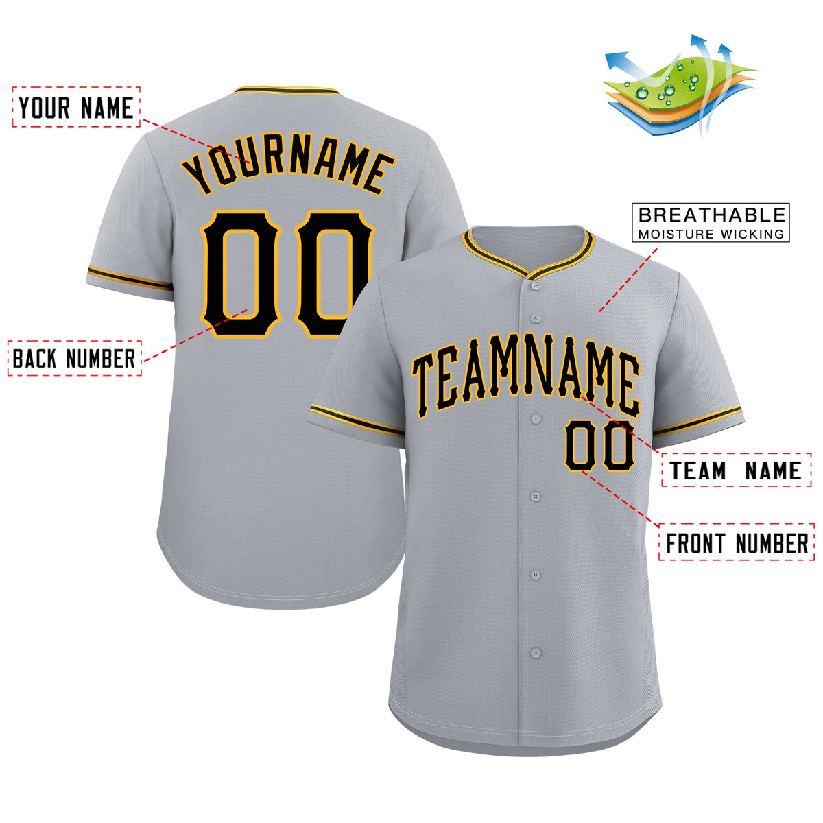 Custom Gray Black-Gold Classic Style Authentic Baseball Jersey Limited