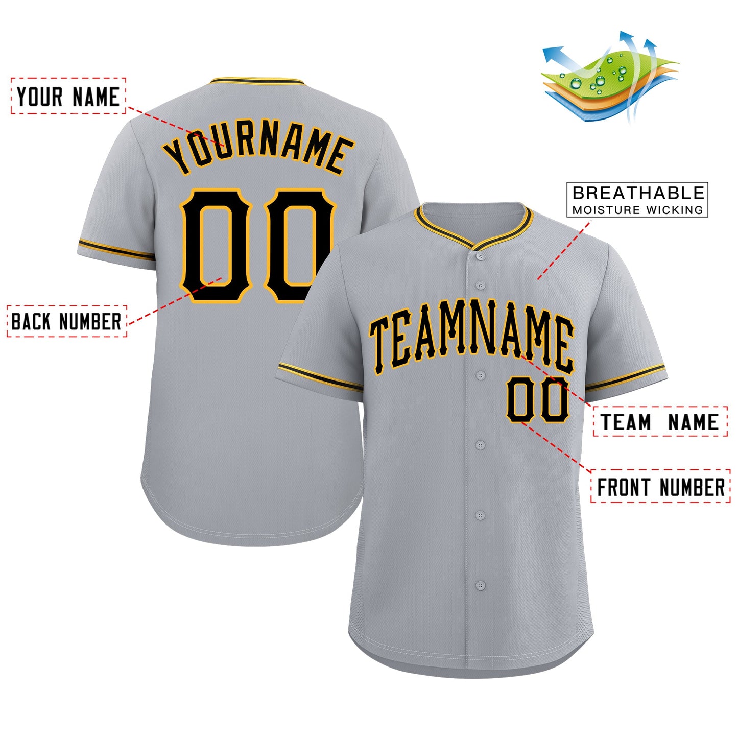 Custom Gray Black-Gold Classic Style Authentic Baseball Jersey Limited