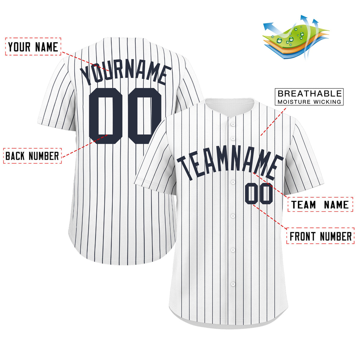 Custom White Navy Stripe Fashion Authentic Baseball Jersey Limited