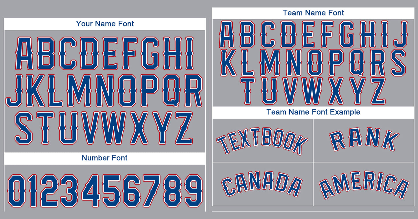 Custom Gray Royal-Red Classic Style Authentic Baseball Jersey Limited