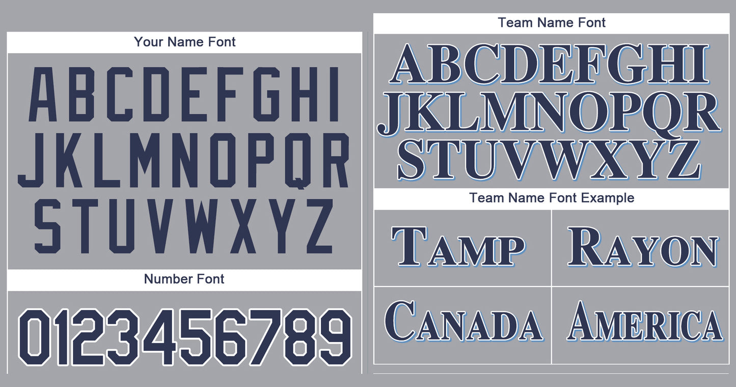 Custom Gray Navy-Powder Blue Classic Style Authentic Baseball Jersey Limited