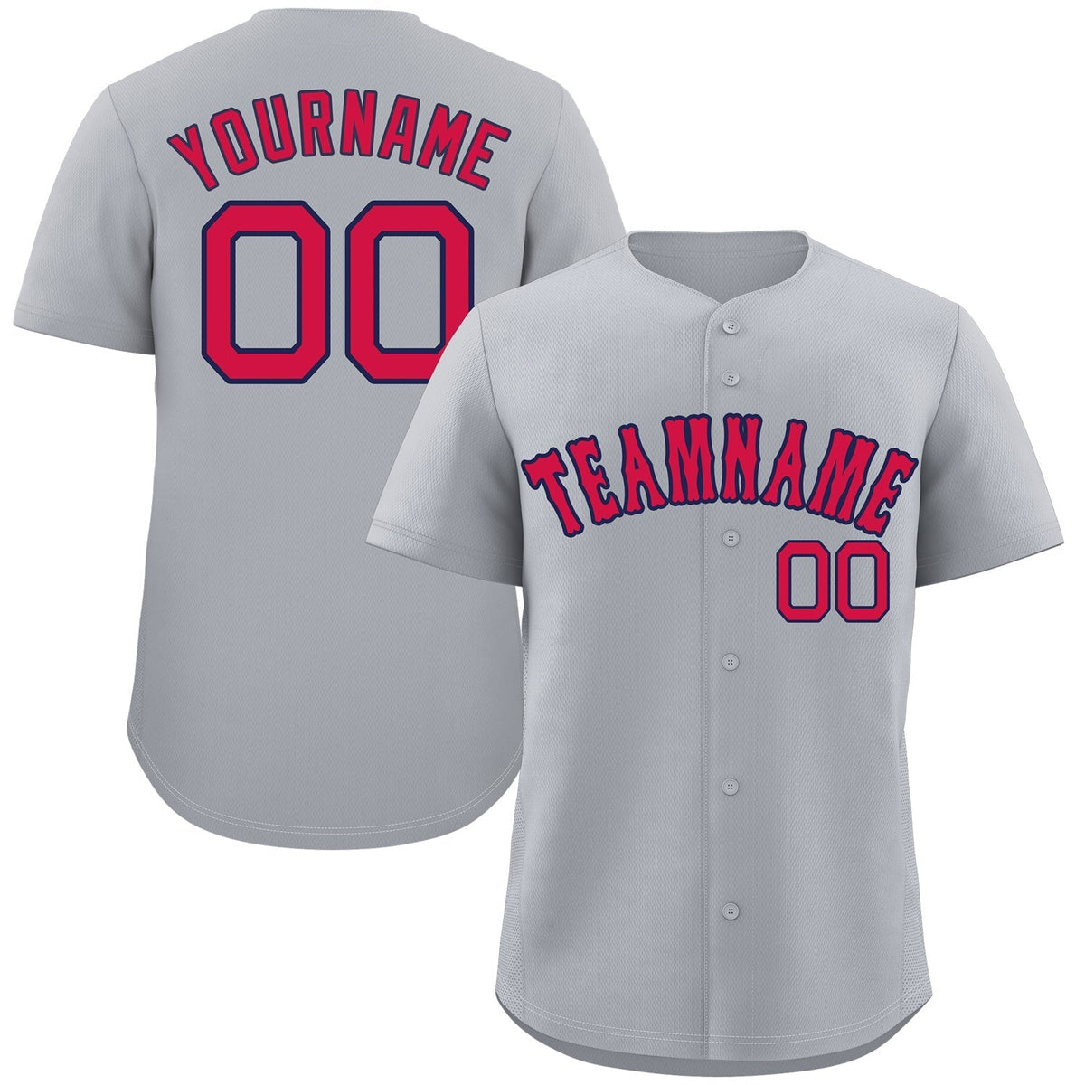 Custom Gray Red-Navy Classic Style Authentic Baseball Jersey