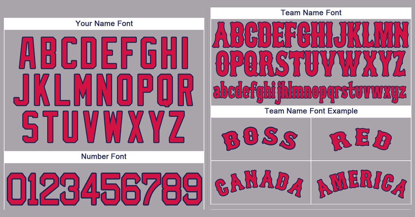 Custom Gray Red-Navy Classic Style Authentic Baseball Jersey Limited