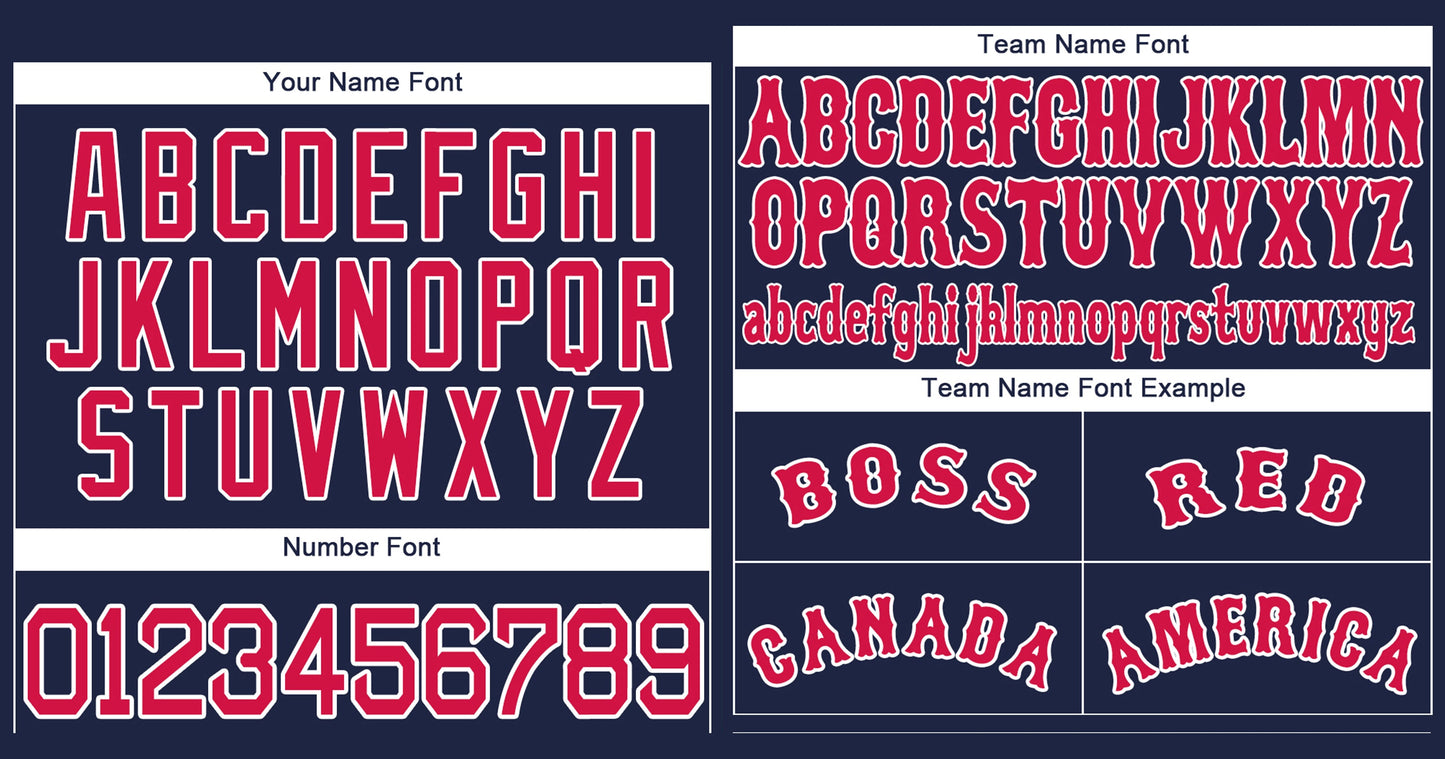 Custom Navy Red-White Classic Style Authentic Baseball Jersey Limited
