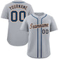 Custom Gray Navy-White Classic Style Authentic Baseball Jersey