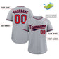 Custom Gray Navy-Red Classic Style Authentic Baseball Jersey Limited