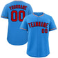 Custom Powder Blue Red-Navy Classic Style Authentic Baseball Jersey