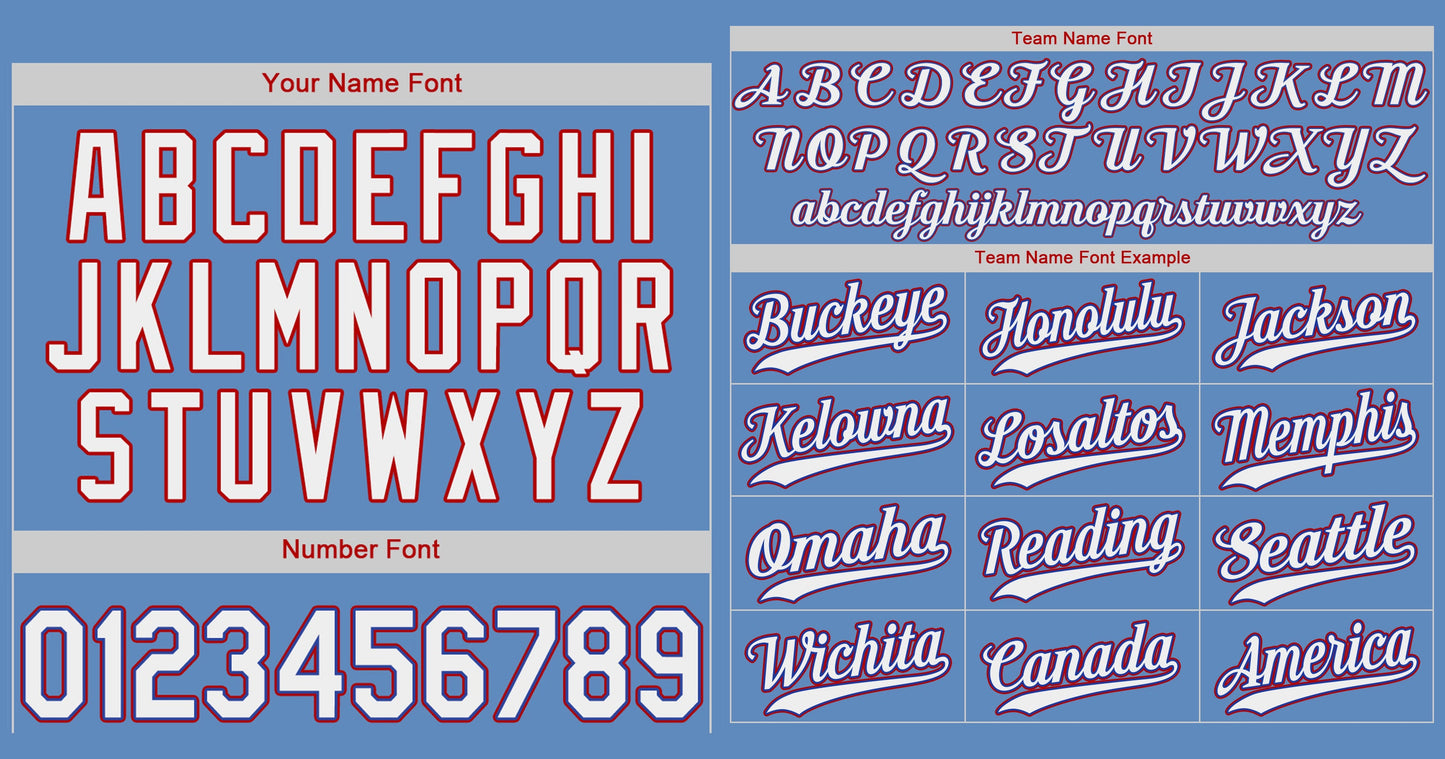 Custom Light Blue White-Red Hook Classic Style Authentic Baseball Jersey Limited