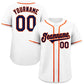 Custom White Navy-Orange Classic Style Authentic Baseball Jersey
