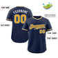 Custom Navy Gold-White Classic Style Authentic Baseball Jersey Limited