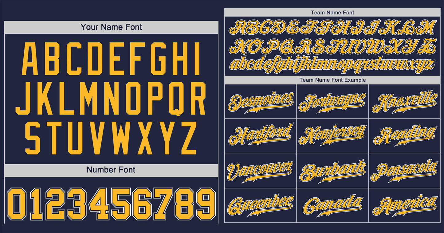 Custom Navy Gold-White Classic Style Authentic Baseball Jersey Limited