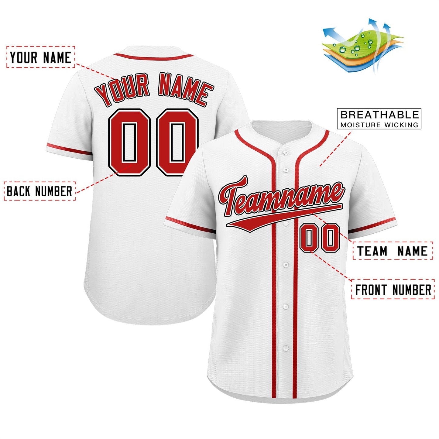 Custom White Red-Black Classic Style Authentic Baseball Jersey Limited