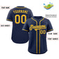Custom Navy Yellow-Light Blue Classic Style Authentic Baseball Jersey Limited