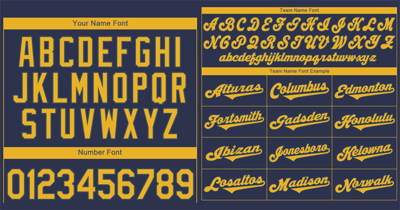 Custom Navy Yellow-Light Blue Classic Style Authentic Baseball Jersey Limited